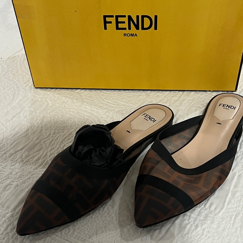 Fendi Women's Elegant Black and Brown Mules